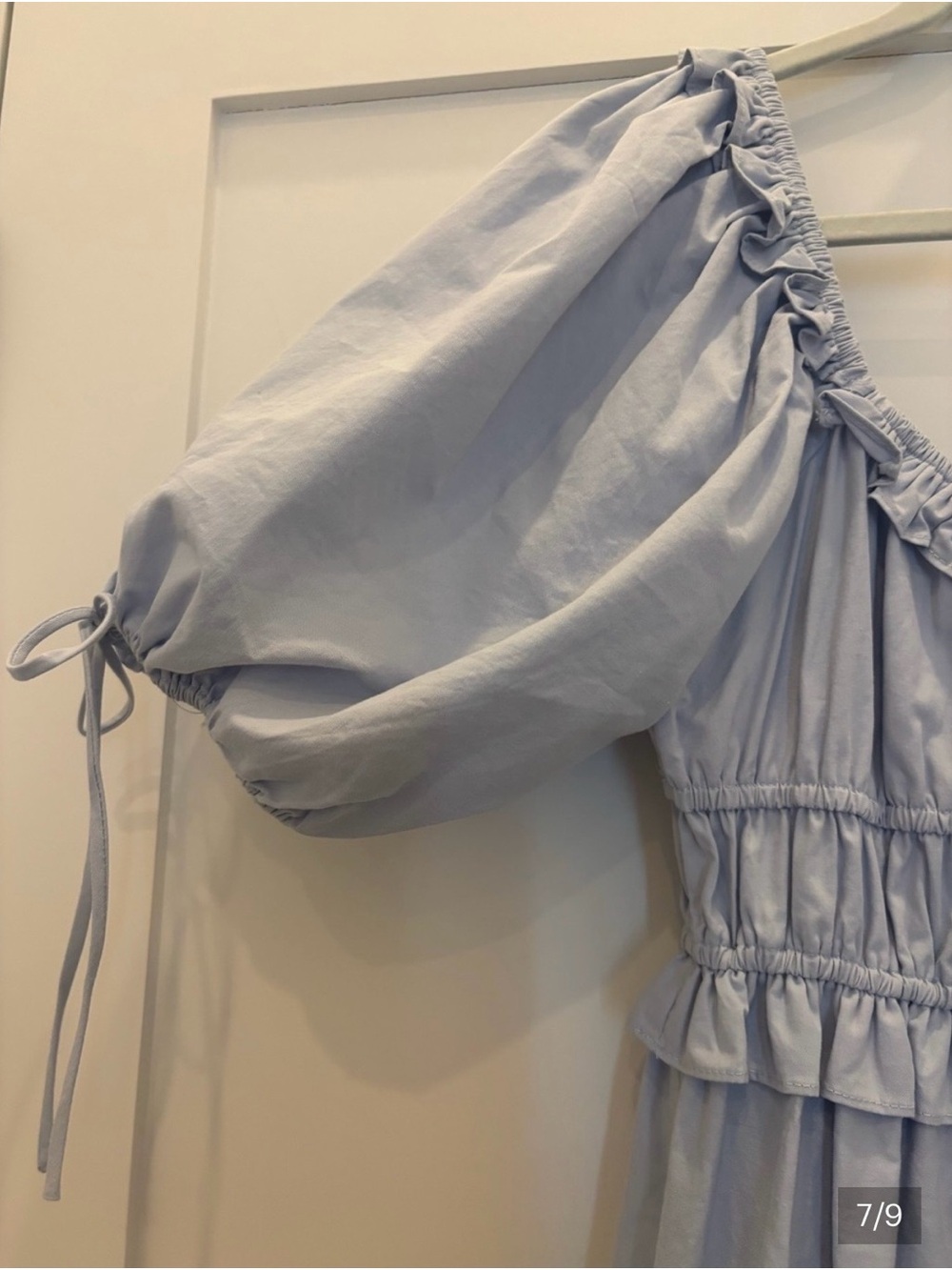 En Saison Light Blue Tiered Puff-Sleeve Dress - Picture 4 of 5